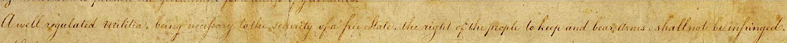 A well regulated Militia, being necessary to the security of a free State, the right of the people to keep and bear Arms, shall not be infringed.