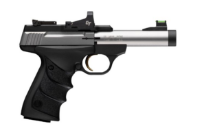 Browning Buck Mark Micro Bull SR 22 LR pistol with Crimson Trace red dot and threaded bull barrel