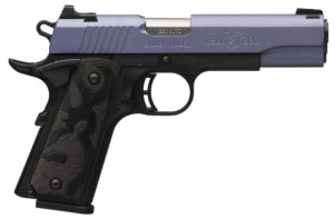 Browning 1911-380 Black Label pistol with Crushed Orchid Cerakote slide and matte black frame