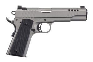 Auto-Ordnance 1911TCAC6N .45 ACP 5-inch Savage Silver Cerakote stainless pistol with black rubber grips