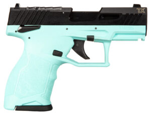 Taurus TX22 Compact .22 LR cyan frame black slide two 10-round magazines