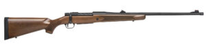 Mossberg Patriot .300 Win Mag bolt-action rifle with walnut-style stock and threaded barrel