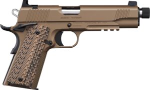 Kimber Desert Warrior TFS .45 ACP 5.5 inch threaded barrel pistol in Desert Tan with tritium night sights