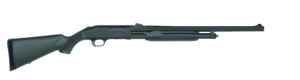 Mossberg 500 Slugster pump shotgun with 24-inch rifled barrel, matte blue finish and black synthetic stock