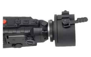 Burris Smartclip 57mm U.S.E. clip-on thermal adapter mounted to a riflescope
