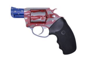 Charter Arms Old Glory .38 Special 2 inch revolver with red white blue finish and black rubber grips