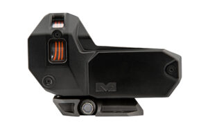 Meprolight M22 reflex sight with 10 MOA red triangle reticle on Picatinny mount, matte black