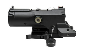 NCSTAR ECO 4X 34mm prismatic scope with integrated green laser and NAV LED, black