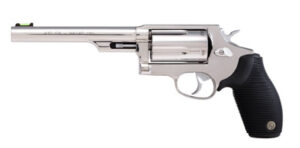 Taurus Judge 2-441069T stainless revolver with 6.5 inch barrel and rubber grips