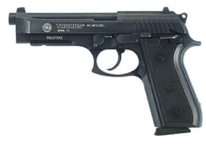 Taurus PT92 9mm pistol with 5-inch barrel, black finish, Picatinny rail and two 17-round magazines