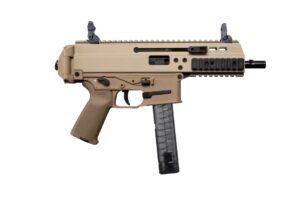 B&T APC9 PRO coyote tan semi-auto pistol with M-LOK handguard