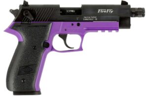 GSG FireFly GERG2210TFFL .22 LR purple pistol with threaded barrel and accessory rail