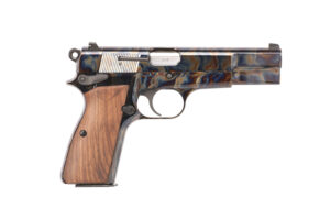 Inglis GP-35 Hi-Power 9mm 4.7-inch case colored finish walnut grips