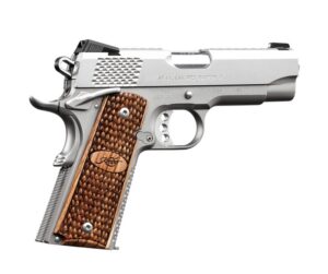 Kimber Stainless Pro Raptor II .45 ACP 4in stainless pistol with zebrawood grips and tritium sights