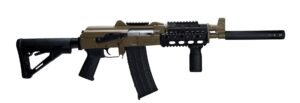Zastava Arms ZPAP85 5.56 NATO rifle in FDE with quad rail and Magpul CTR stock