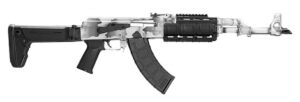Zastava ZPAPM70 7.62x39 white camo rifle with quad rail and Zhukov folding stock