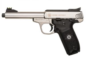 Smith & Wesson SW22 Victory .22 LR 5.5 inch satin stainless threaded barrel pistol with black polymer grips