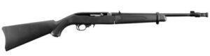 Ruger 10/22 Takedown .22 LR rifle with threaded barrel and black synthetic stock