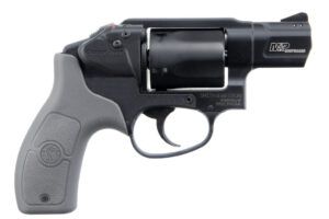 Smith & Wesson M&P Bodyguard 38 revolver with Crimson Trace red laser and gray polymer grip