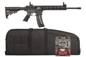 Smith & Wesson M&P15-22 Sport .22 LR 16.5 inch black rifle bundle with Howard Leight ear buds