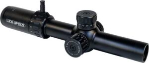 Lucid Optics L7 1-6x24 scope with blue illuminated P7 MOA reticle on 30mm tube, black matte