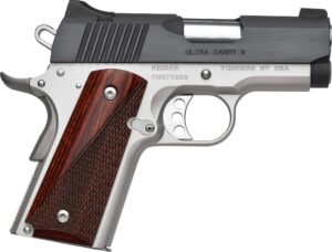 Kimber Ultra Carry II .45 ACP two-tone 3 inch pistol with rosewood laser grips
