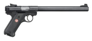 Ruger Mark IV Target .22 LR 10-inch blued bull barrel pistol with black checkered synthetic grips