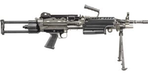 FN M249S PARA 5.56x45mm rifle in black with bipod and folding carry handle