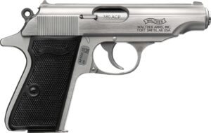 Walther PP Stainless .380 ACP pistol with stainless slide and black synthetic grips