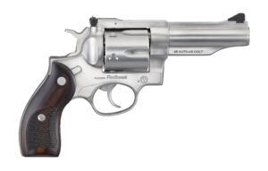 Ruger Redhawk stainless revolver 4.2 inch barrel lasered hardwood grips 6-round