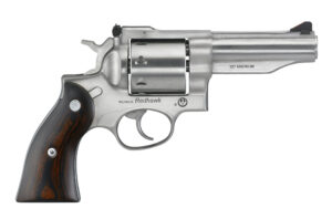 Ruger Redhawk 5059 .357 Magnum satin stainless revolver with hardwood grips and adjustable rear sight