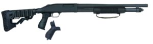 Mossberg 590 Tactical 12 Gauge 18.5 inch pump shotgun, matte blued metal with black synthetic FLEX stock