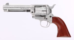 Taylors and Company 1873 Cattleman .357 Magnum 4.75 inch floral engraved revolver with walnut grip