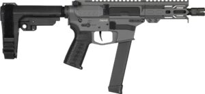 CMMG Banshee MkGs pistol, Tungsten, 9mm, 5-inch barrel, 4-inch M-LOK handguard, SBA3 brace