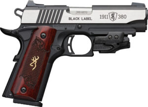 Browning 1911-380 Black Label 4.25 inch .380 ACP with Crimson Trace laser and rosewood grips