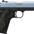 Browning 1911-380 Black Label with polar blue slide and black frame, 3.58 inch barrel