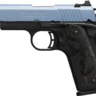 Browning 1911-380 Black Label with polar blue slide and black frame, 3.58 inch barrel