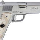 Iver Johnson 1911A1 .45 ACP 5-inch barrel chrome finish with white pearl grips