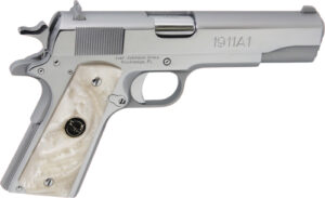 Iver Johnson 1911A1 .45 ACP 5-inch barrel chrome finish with white pearl grips