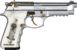 Girsan Regard MC Liberador 9mm polished chrome slide gold accents Santa Muerte grips