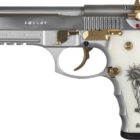 Girsan Regard MC Liberador 9mm polished chrome slide gold accents Santa Muerte grips