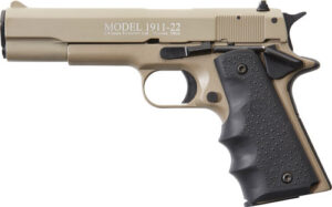 Chiappa 1911-22 .22 LR 5-inch tan pistol with Hogue rubber grips