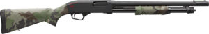 Winchester SXP Hybrid Defender 12ga 18in pump shotgun with woodland camo synthetic stock