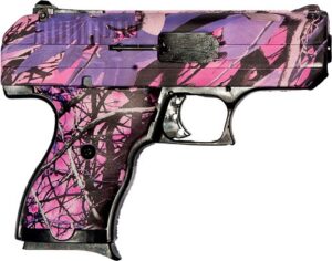 Hi Point CF380PI 380 ACP 3.5-inch Pink Camo polymer-frame pistol with serrated slide and 8-round magazine
