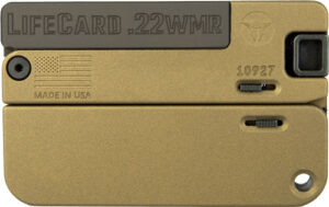Trailblazer Lifecard single-shot pistol .22 WMR burnt bronze folded and unfolded views