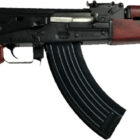 Zastava ZPAPM70 7.62x39 AK-style rifle with folding triangle stock and blood red wood handguard