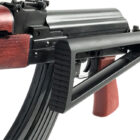 Zastava ZPAPM70 7.62x39 AK-style rifle with folding triangle stock and blood red wood handguard