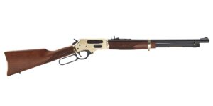 Henry Side Gate lever action .45-70 19.8 inch blued barrel polished brass receiver walnut stock