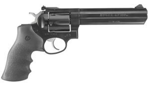 Ruger GP100 .357 Magnum 6-inch blued revolver with Hogue Monogrip and adjustable rear sight