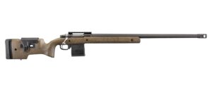 Ruger Hawkeye Long-Range Target 6.5 Creedmoor 26-inch matte black rifle with speckled black/brown laminate stock